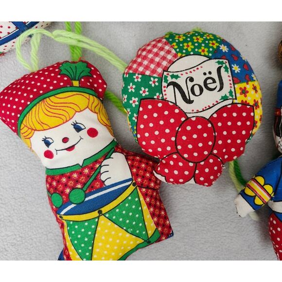 Lot 8 Vintage Plush Fabric Christmas Ornaments Primitive Drummer Noel Stuffy - Picture 3 of 8